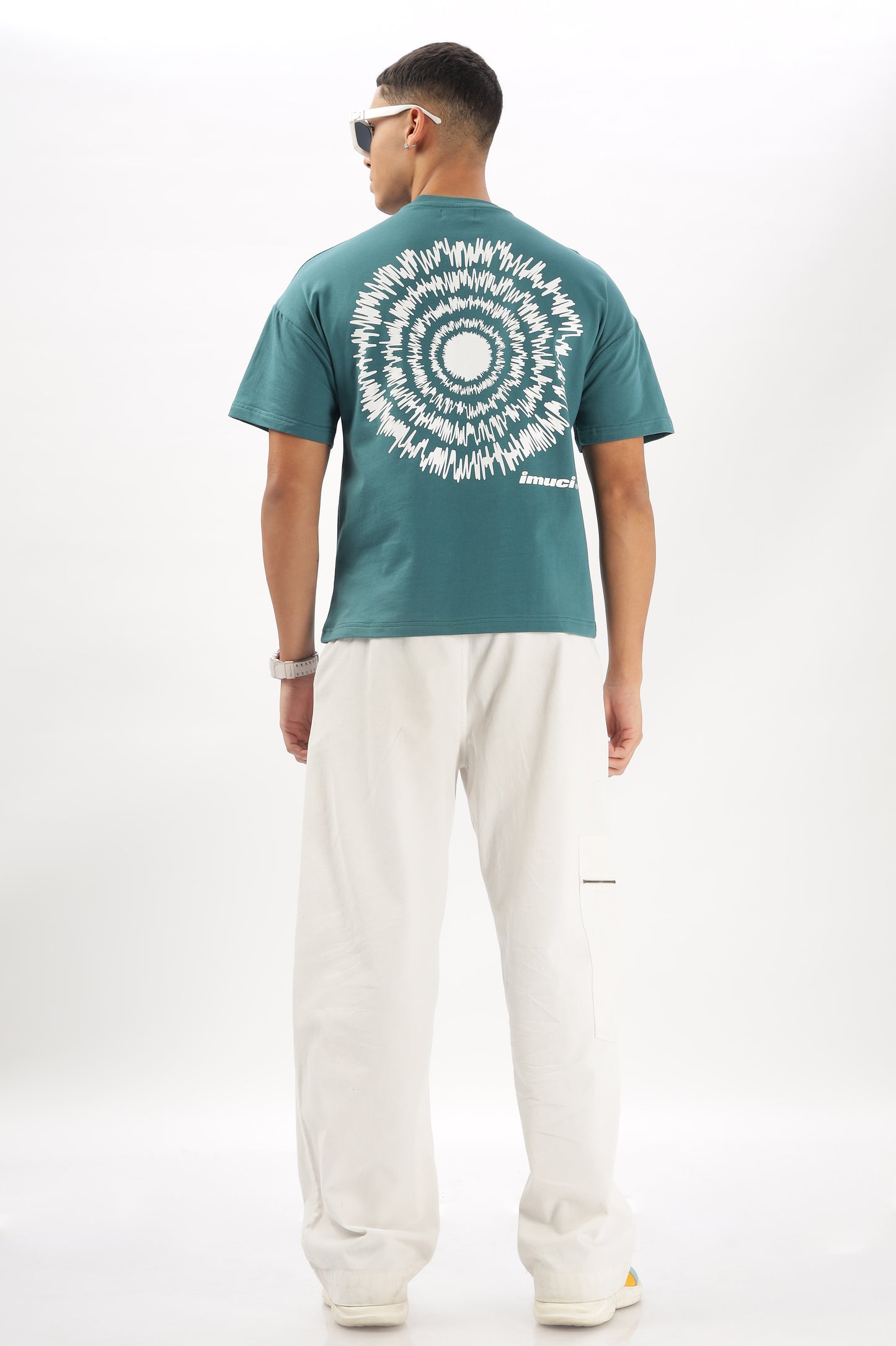 Oversized Boxy Fit Cropped Length EXPLOSION Tees (TEAL)
