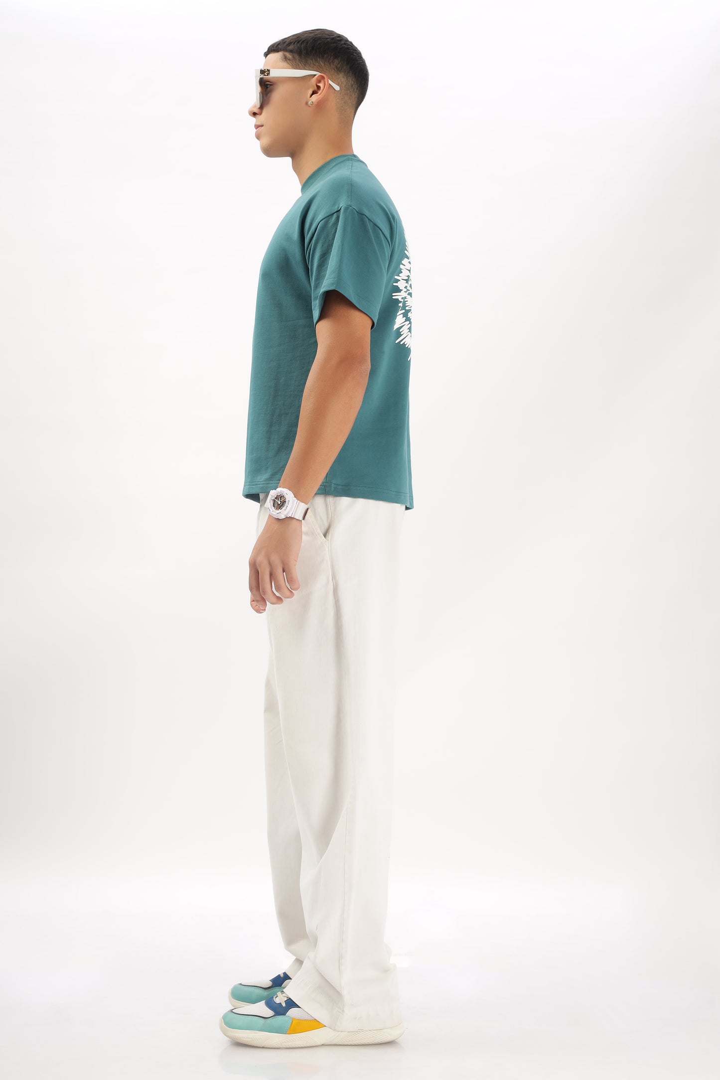 Oversized Boxy Fit Cropped Length EXPLOSION Tees (TEAL)