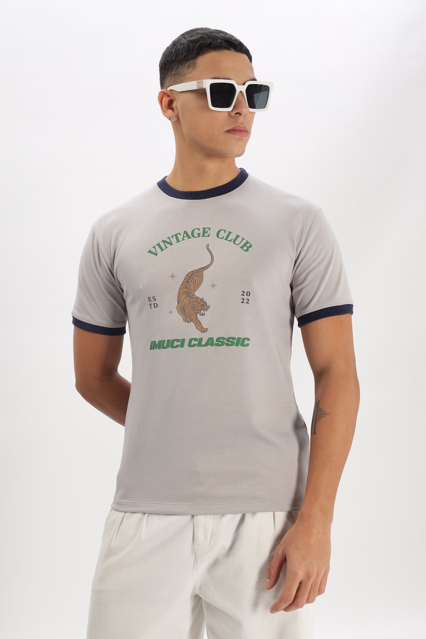 Regular Boxy Fit Vintage Ribbed Tees (BEACH GRAY)