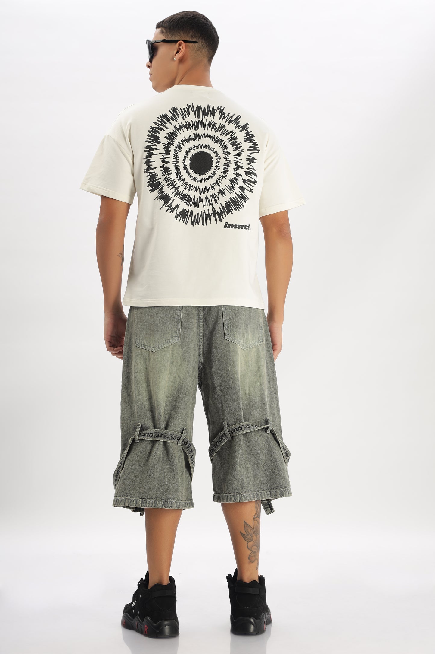 Oversized Boxy Fit Cropped Length EXPLOSION Tees (OFF-WHITE)