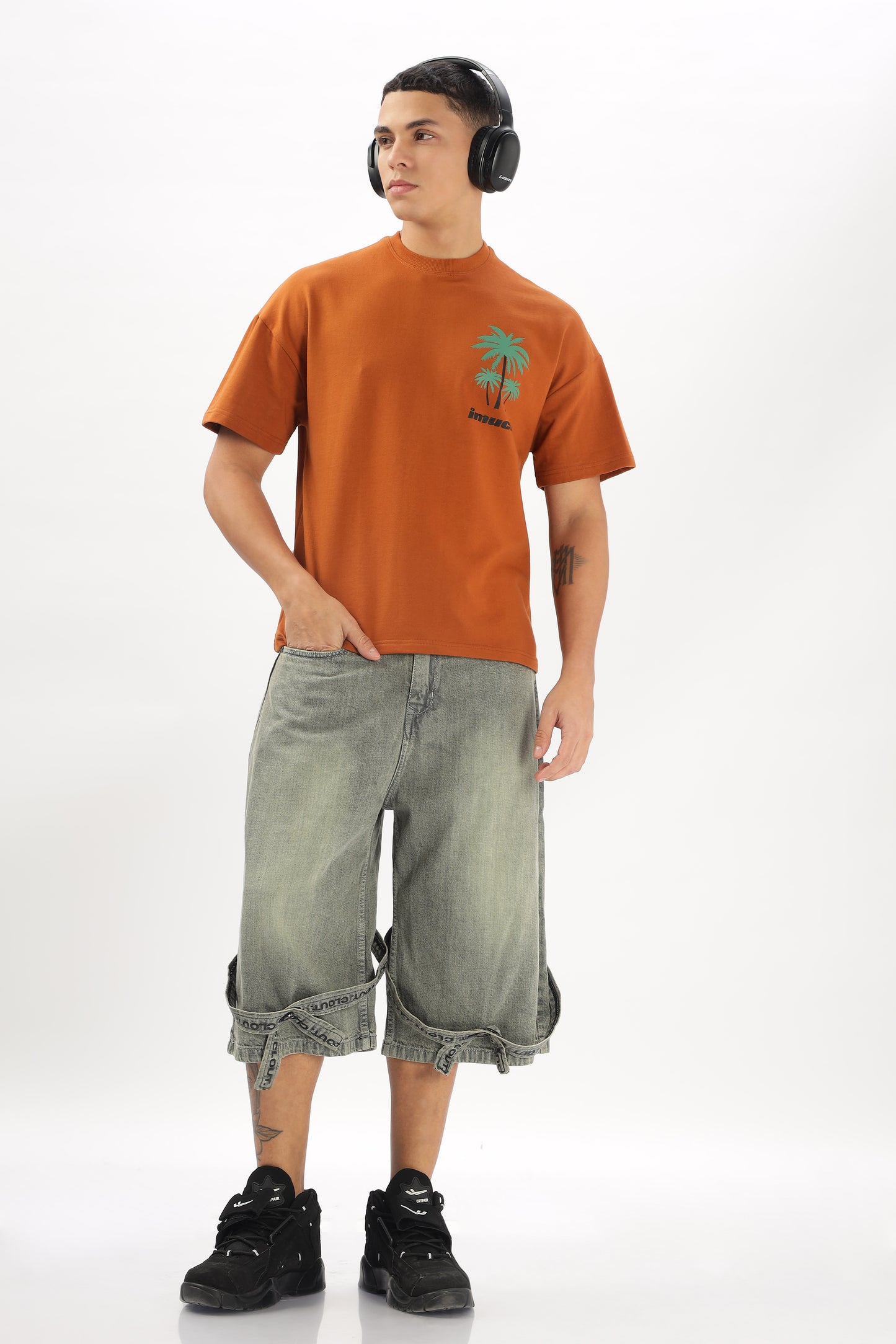 Oversized Boxy Fit Cropped Length PORSCHE ON VACATION Tees (FIERY ORANGE)