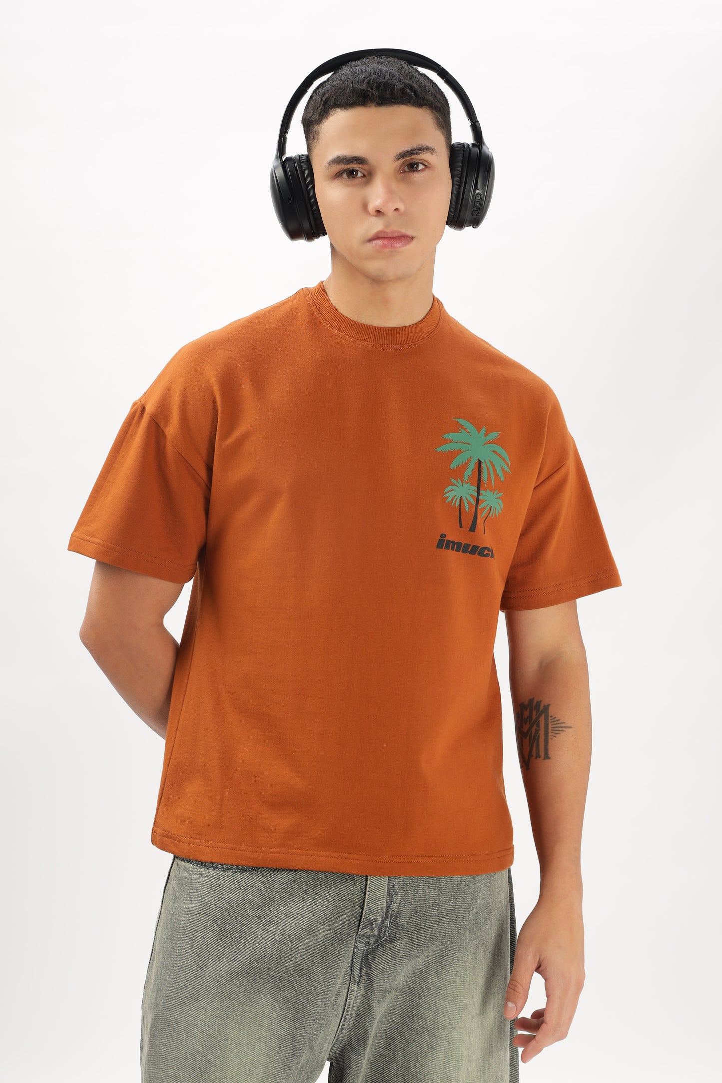 Oversized Boxy Fit Cropped Length PORSCHE ON VACATION Tees (FIERY ORANGE)