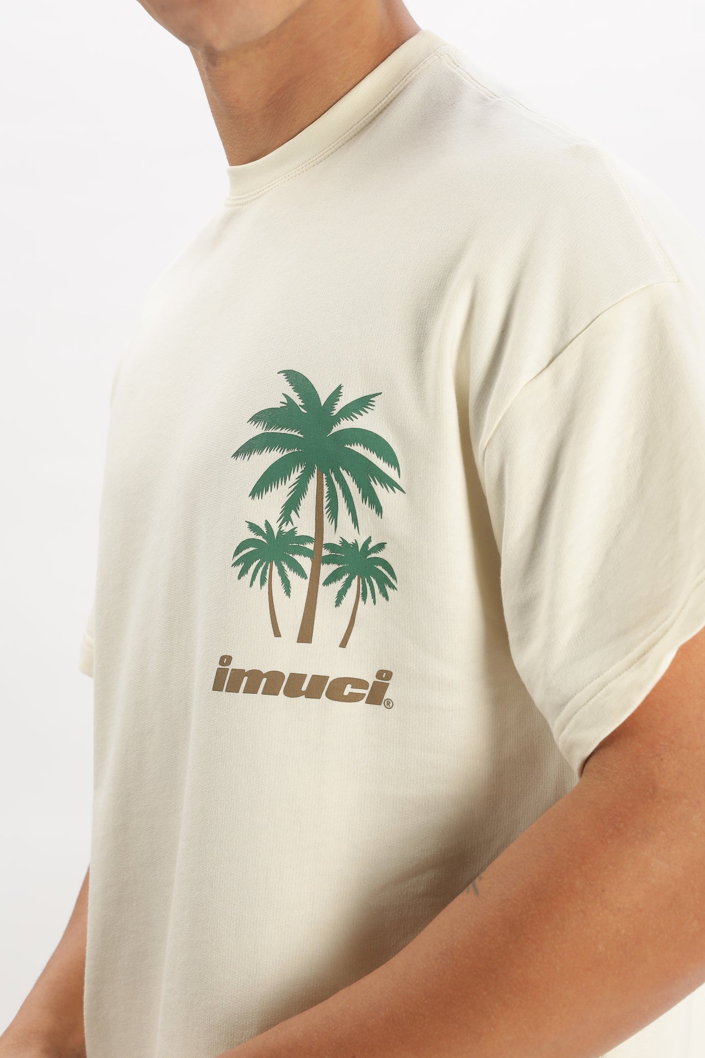 Oversized Boxy Fit Cropped Length PORSCHE ON VACATION Tees (OFF-WHITE)