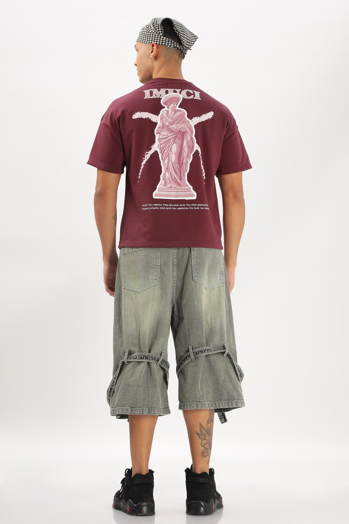 Oversized Boxy Fit Cropped Length GREEKGODDESS Tees (GRAPEWINE)
