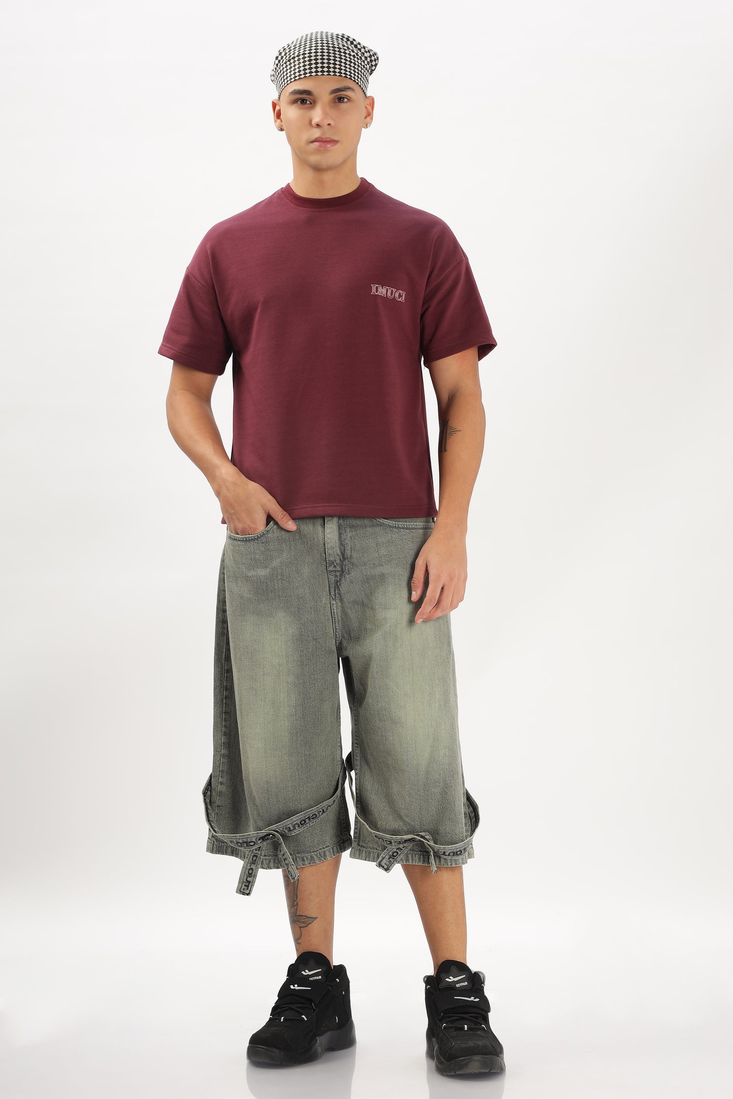 Oversized Boxy Fit Cropped Length GREEKGODDESS Tees (GRAPEWINE)