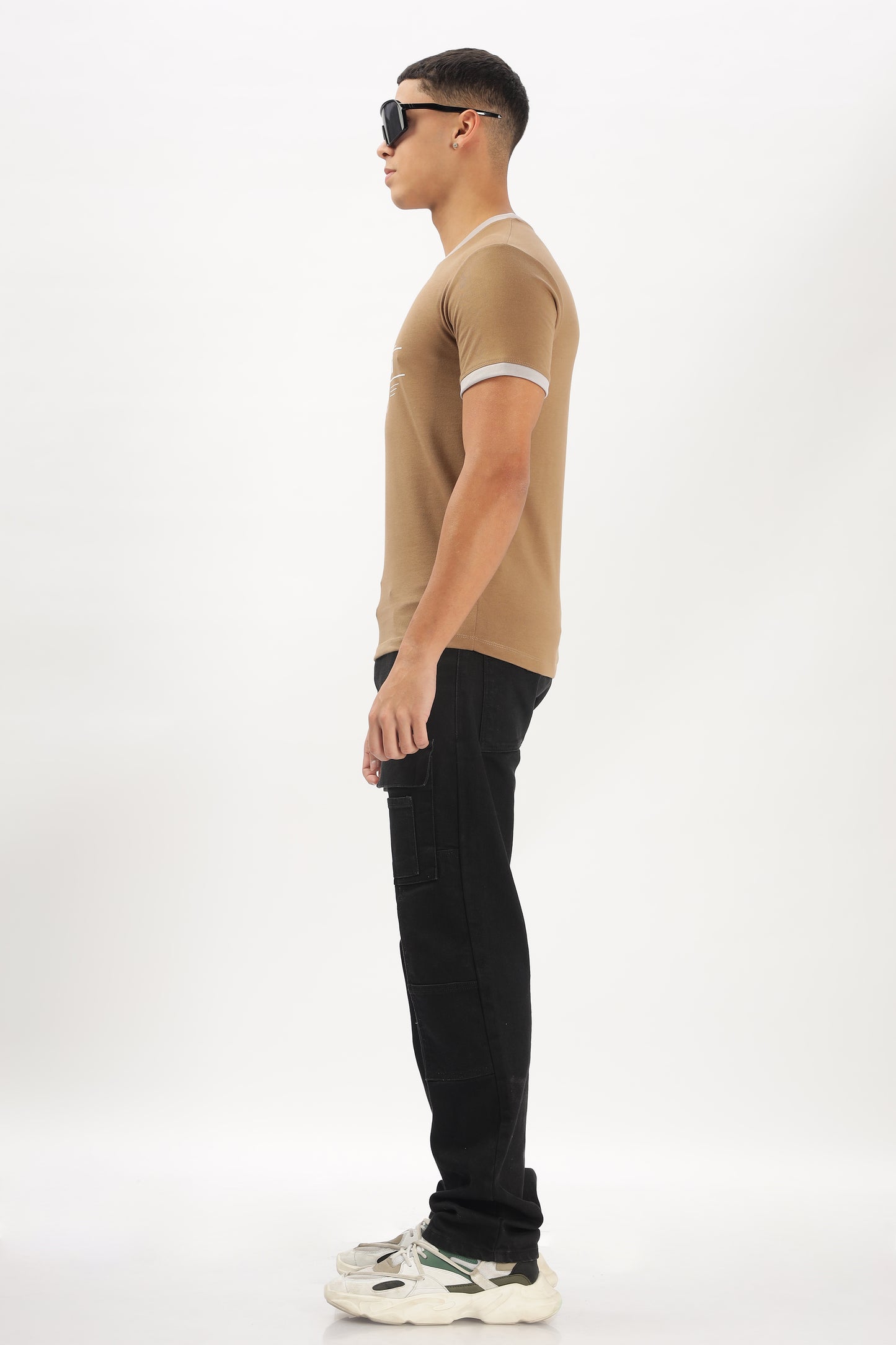 Regular Boxy Fit Retro Ribbed Tees (PALE BROWN)