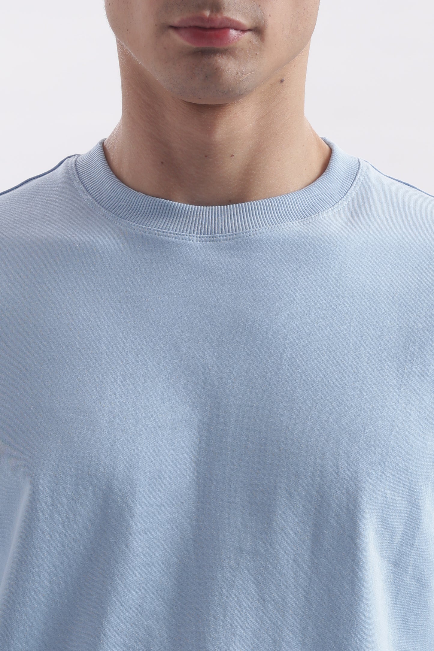 Oversized Boxy Fit Cropped T-Shirt (Baby Blue)
