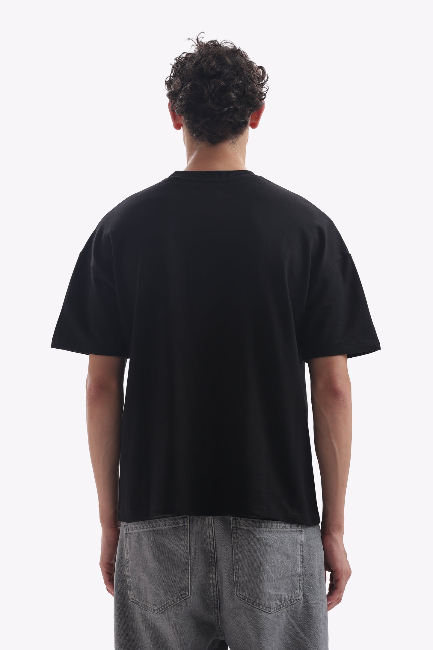 Oversized Boxy Fit Cropped T-Shirt (Carbon Black)