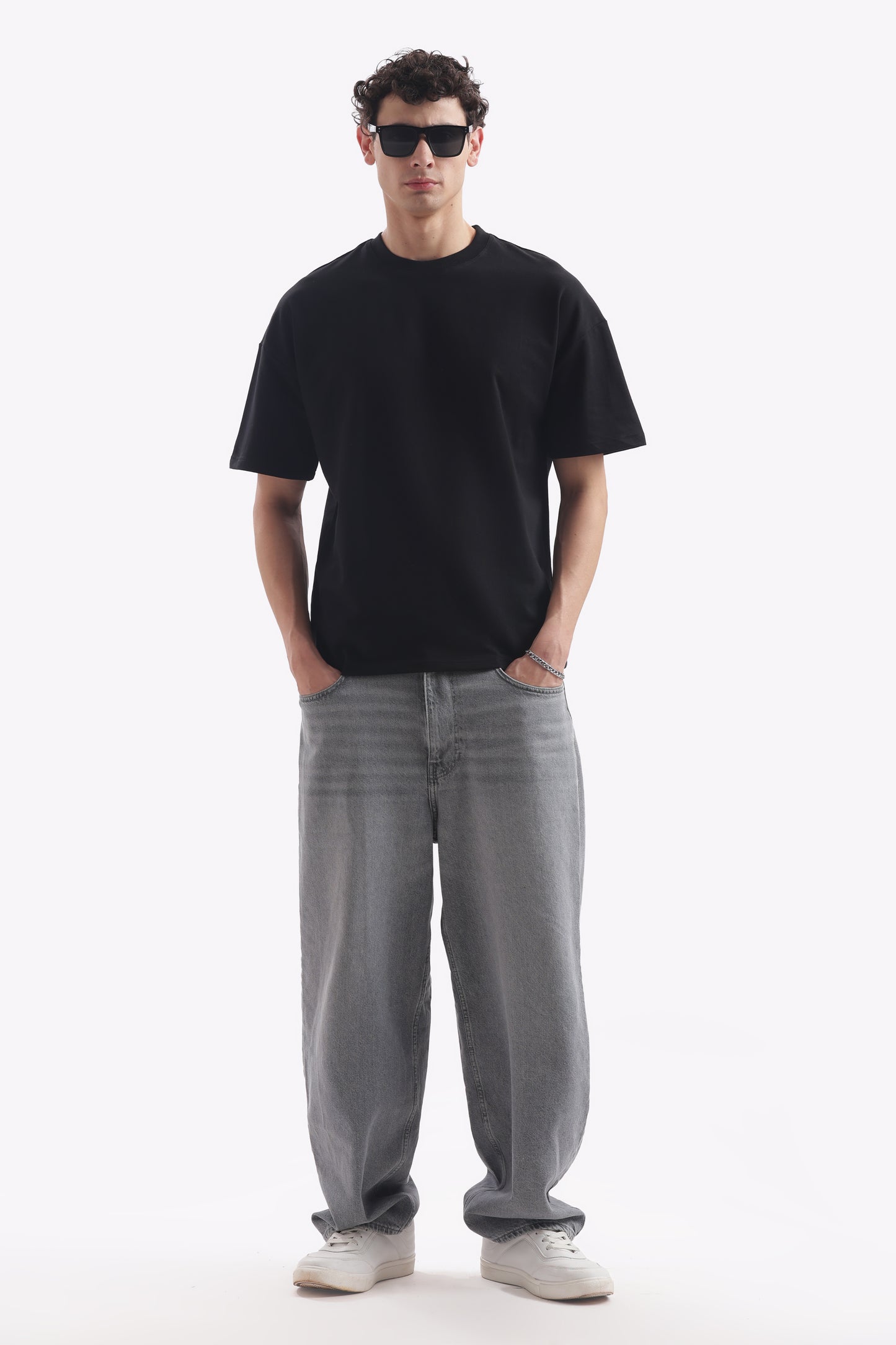 Oversized Boxy Fit Cropped T-Shirt (Carbon Black)