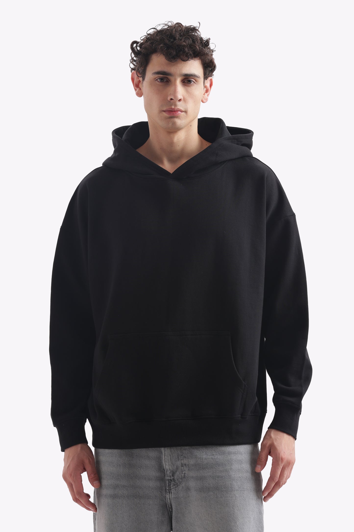Heavyweight Oversized Baggy Hoodie – Boxy Fit (Jet Black)