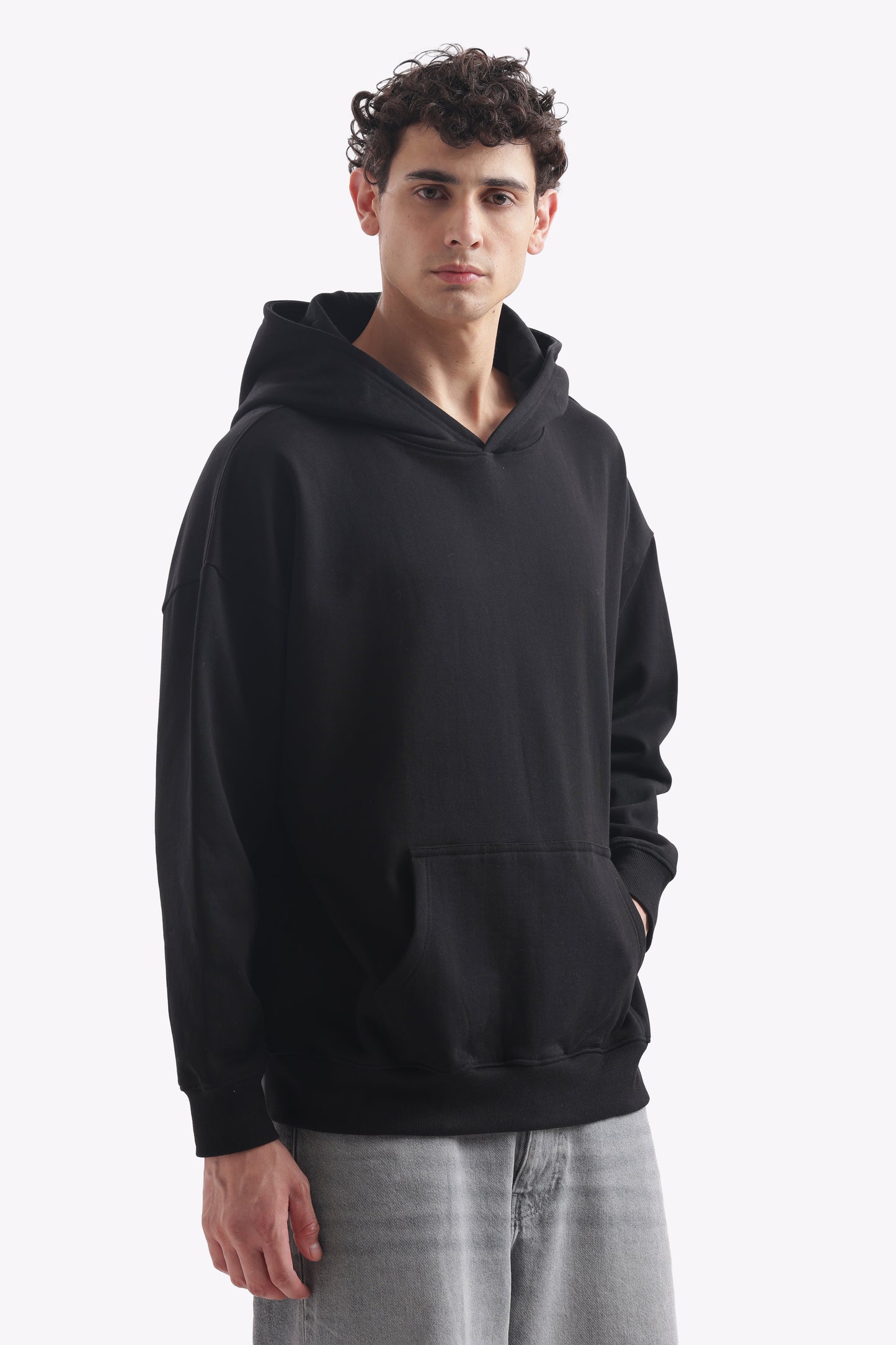 Heavyweight Oversized Baggy Hoodie – Boxy Fit (Jet Black)
