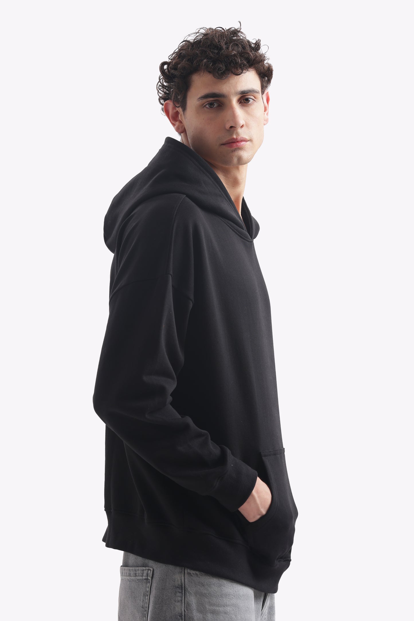 Heavyweight Oversized Baggy Hoodie – Boxy Fit (Jet Black)