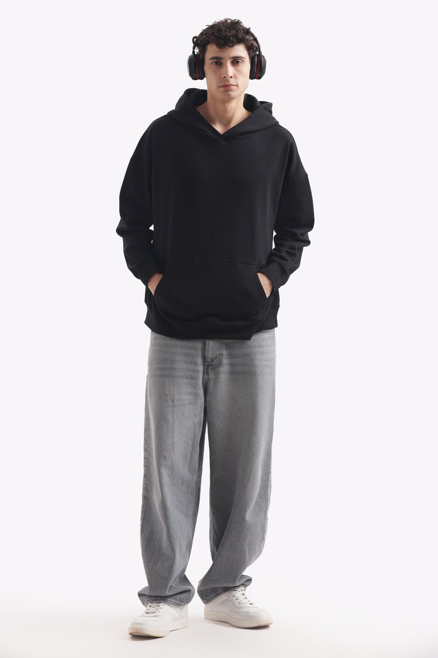 Heavyweight Oversized Baggy Hoodie – Boxy Fit (Jet Black)
