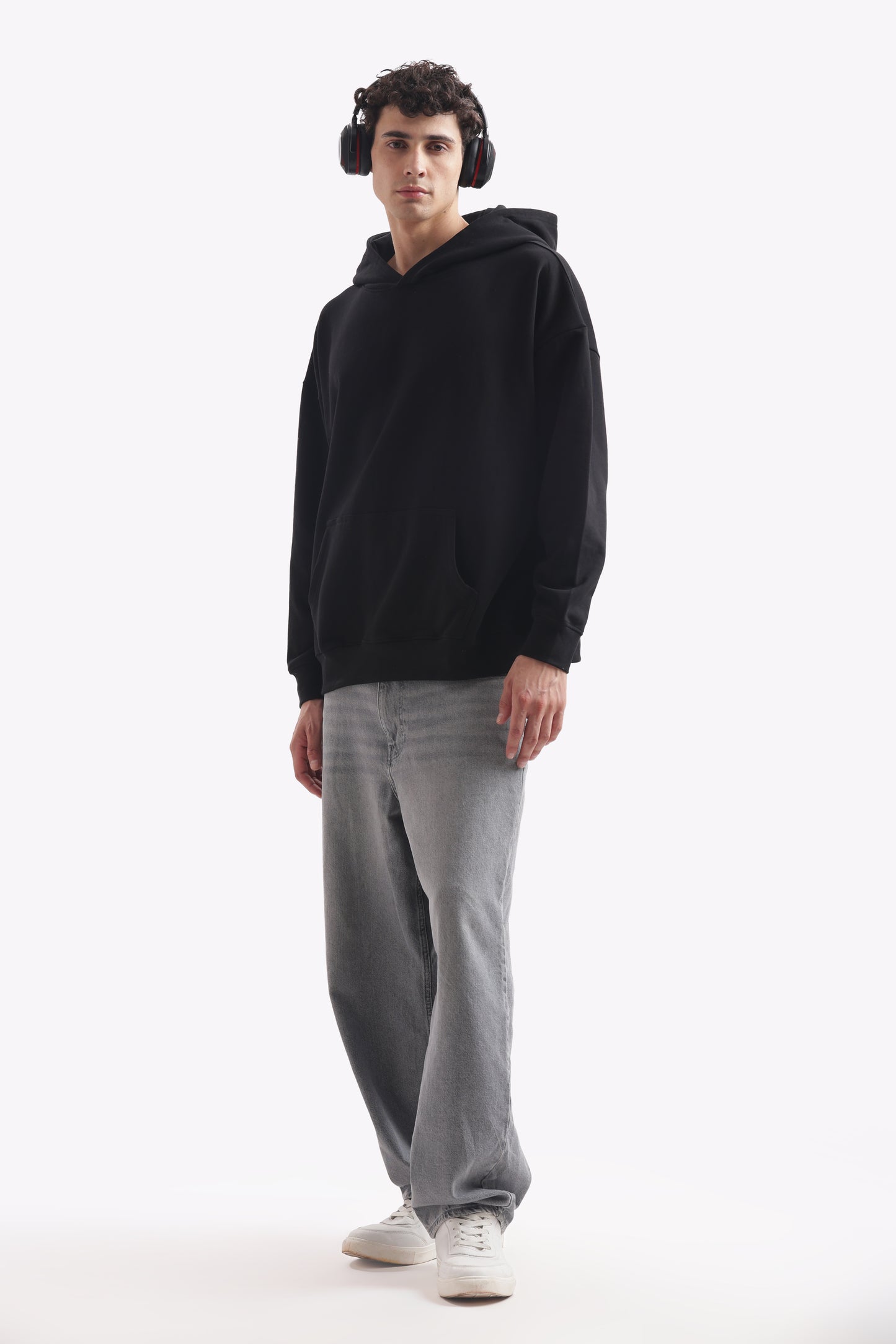 Heavyweight Oversized Baggy Hoodie – Boxy Fit (Jet Black)
