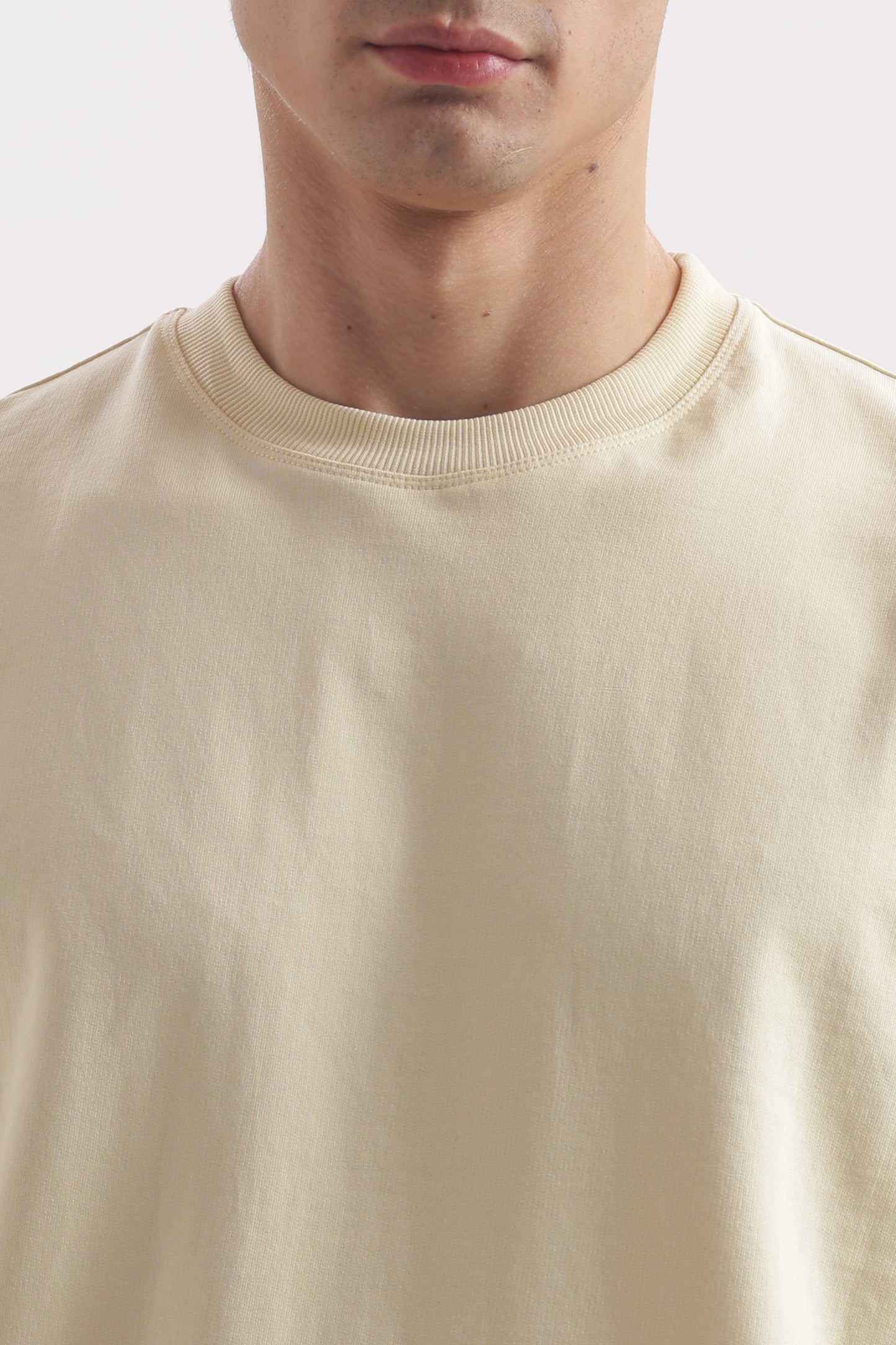 Oversized Boxy Fit Cropped T-Shirt (Oatmeal Beige)