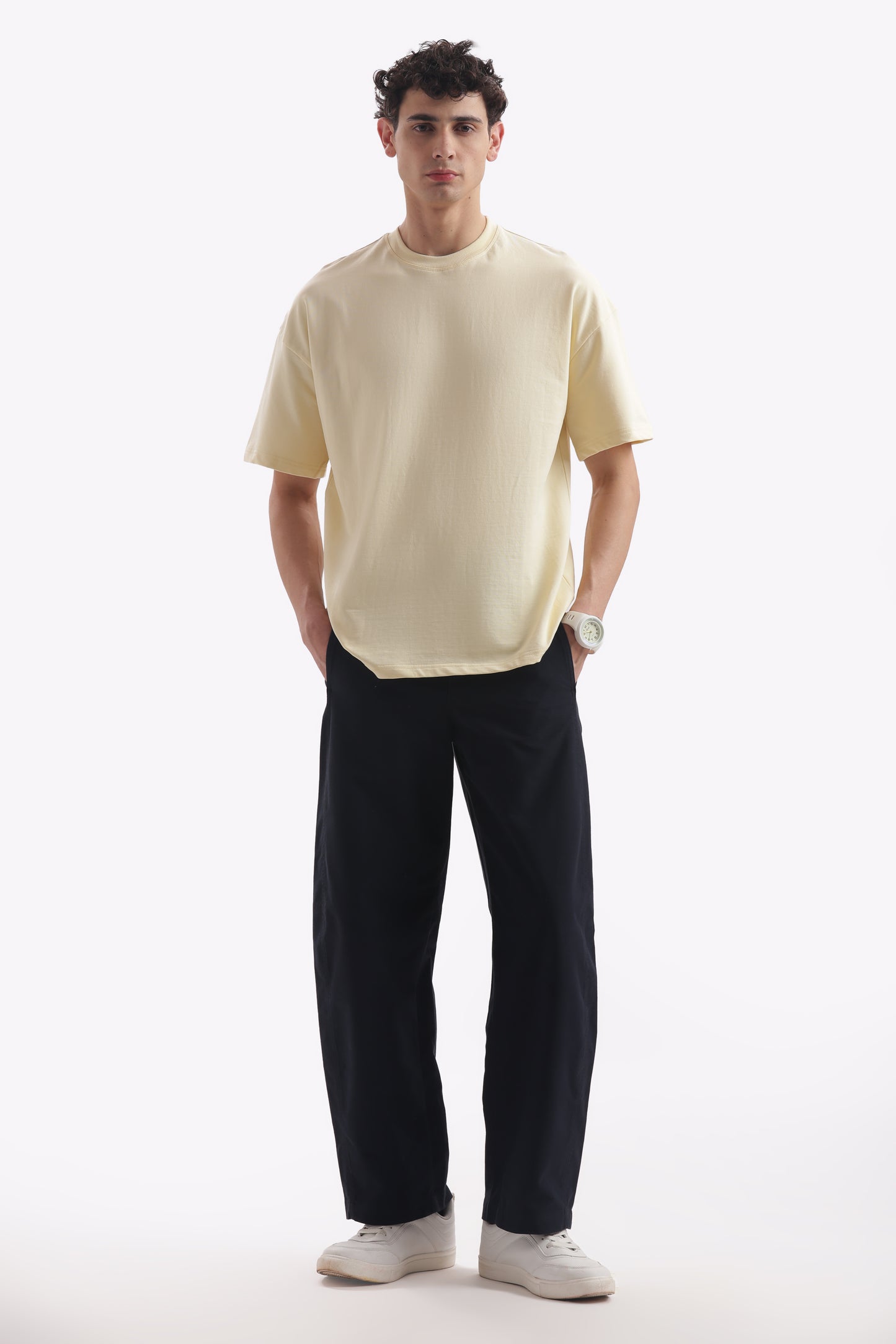 Oversized Boxy Fit Cropped T-Shirt (Oatmeal Beige)