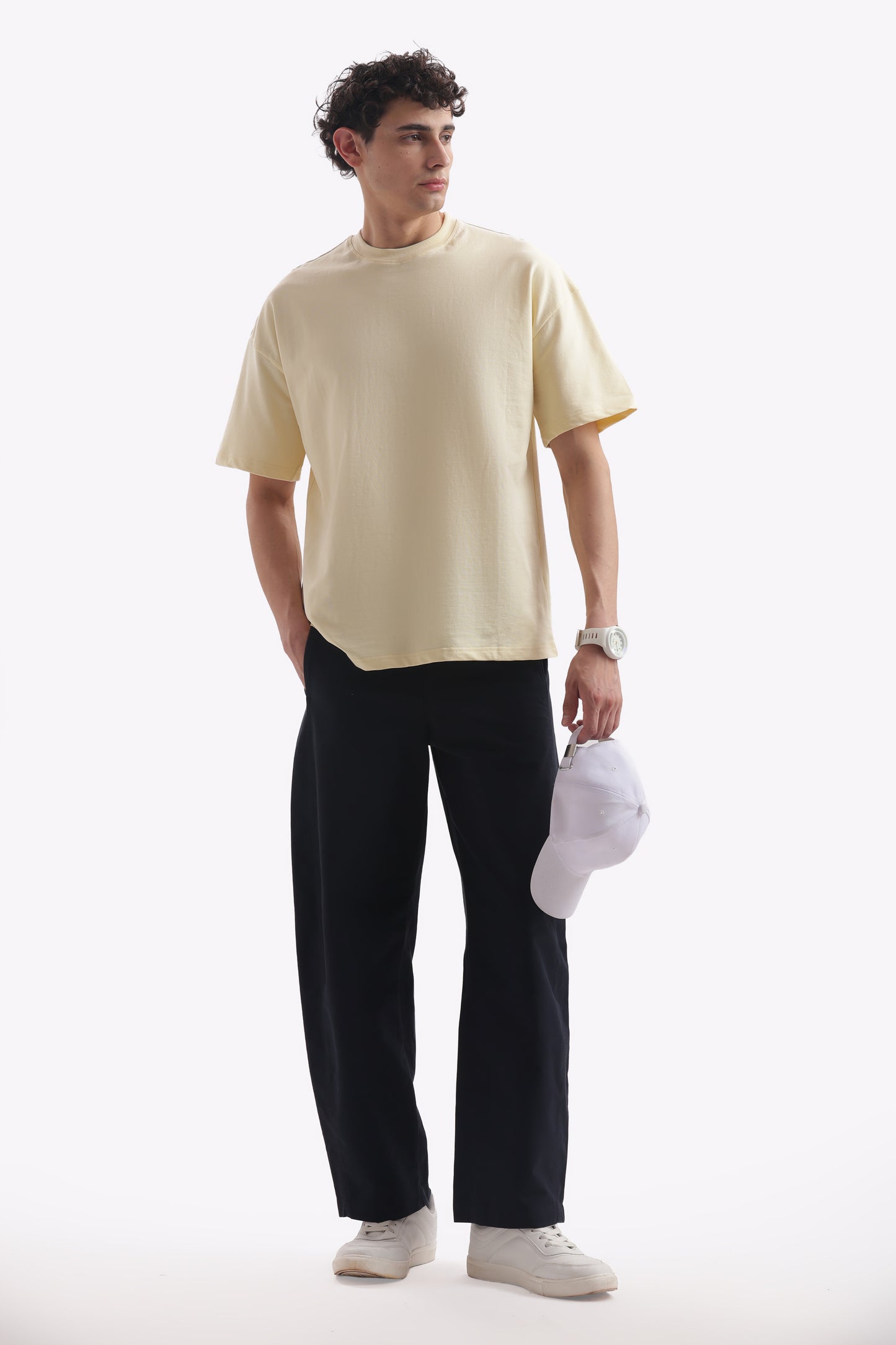 Oversized Boxy Fit Cropped T-Shirt (Oatmeal Beige)