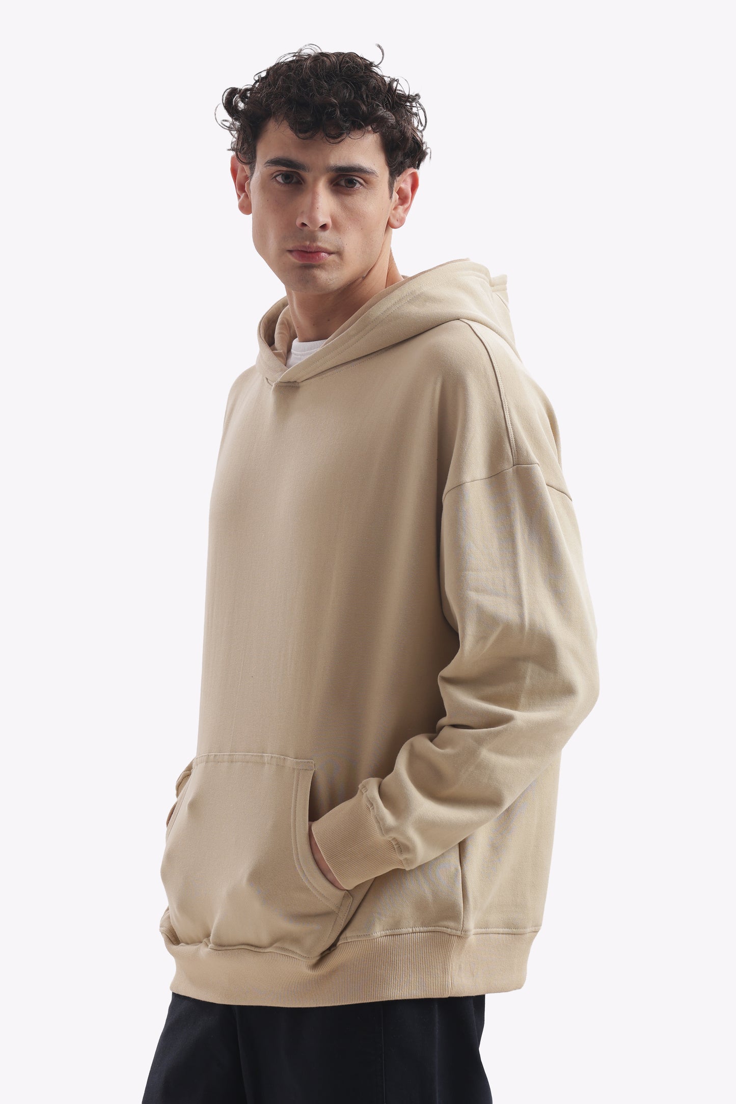 Heavyweight Oversized Baggy Hoodie – Boxy Fit (Sand Beige)