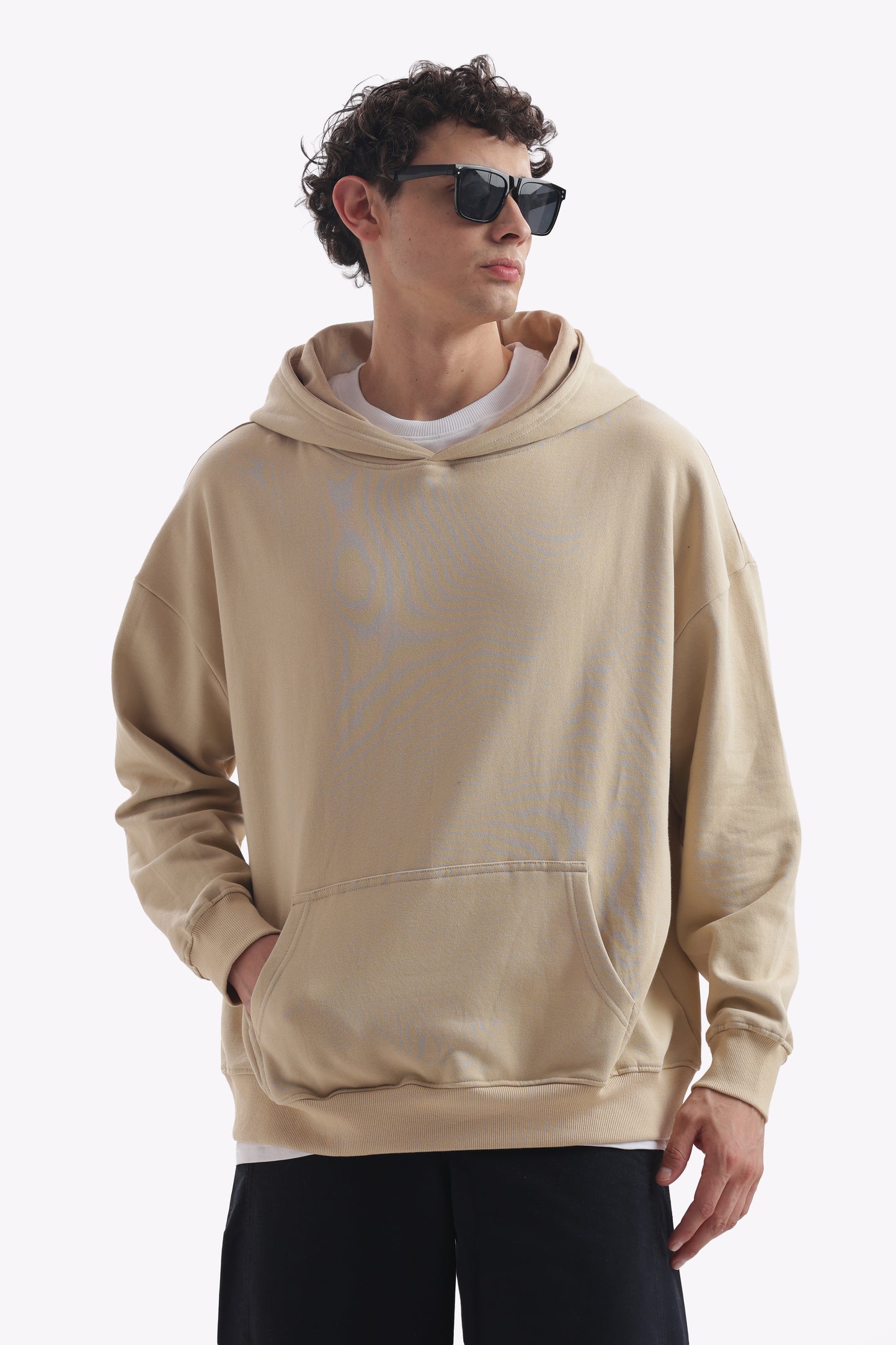 Heavyweight Oversized Baggy Hoodie – Boxy Fit (Sand Beige)