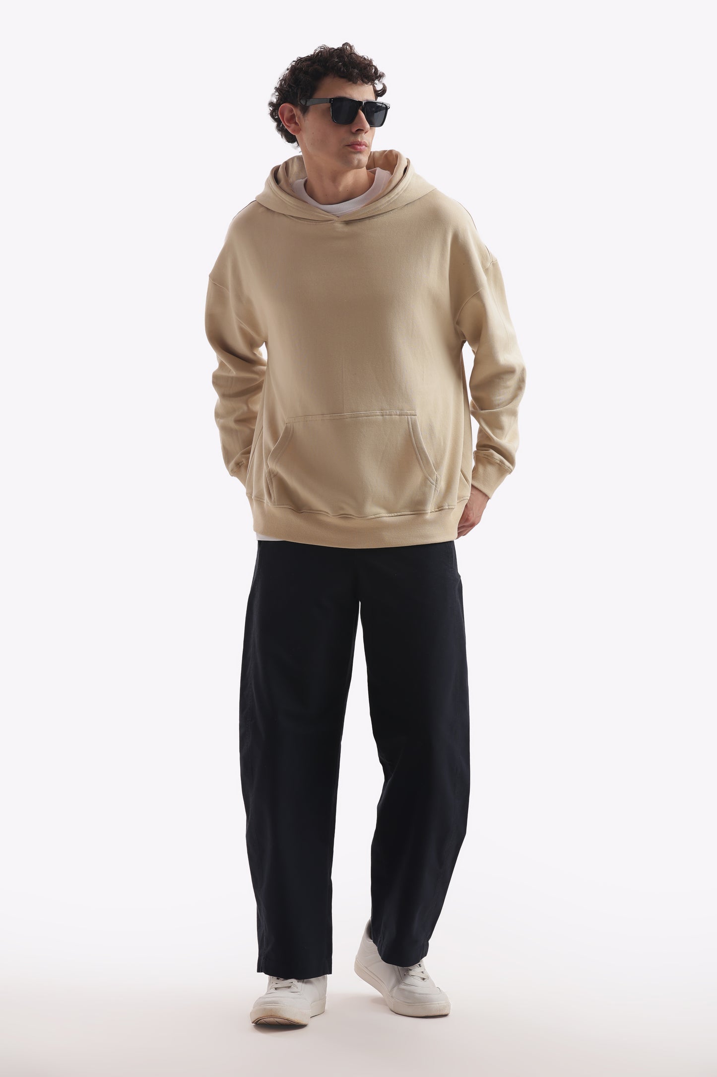 Heavyweight Oversized Baggy Hoodie – Boxy Fit (Sand Beige)