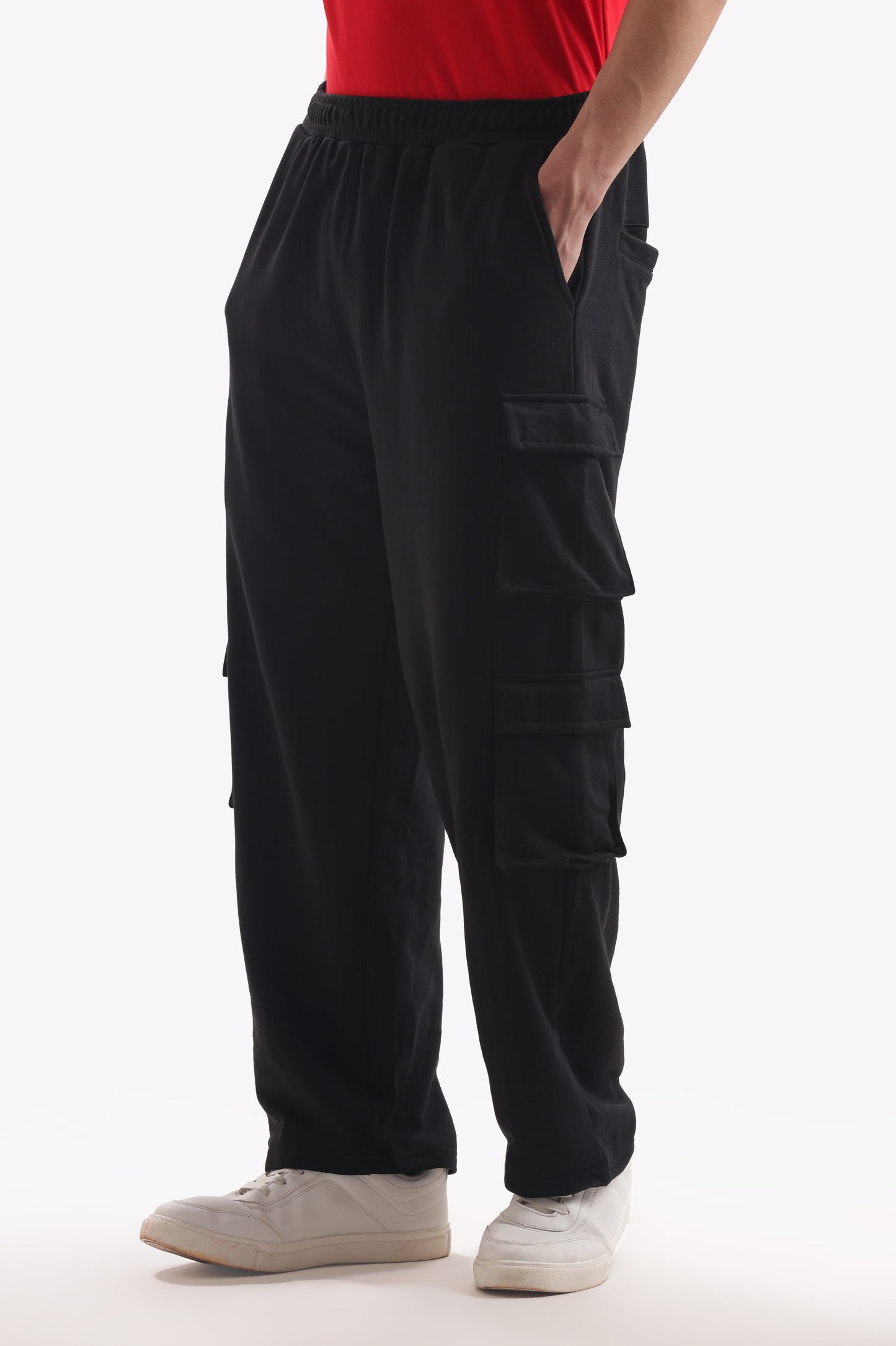 Baggy Fit Cargo Joggers (Stone Black)