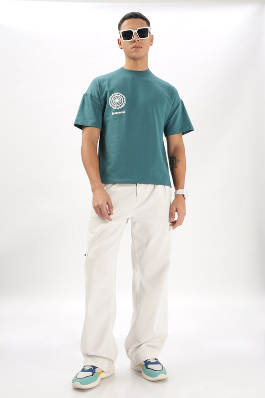 Oversized Boxy Fit Cropped Length EXPLOSION Tees (TEAL)