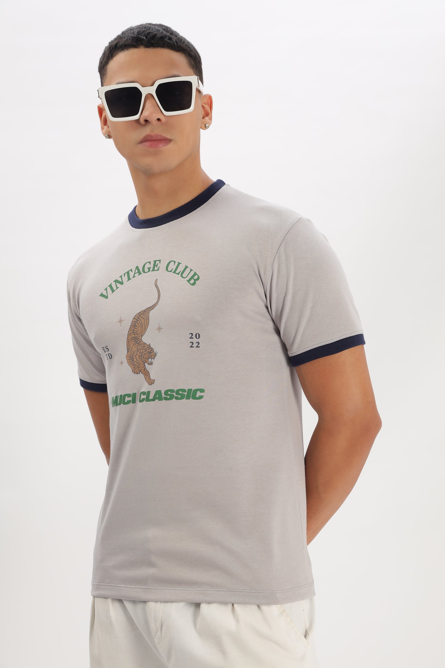 Regular Boxy Fit  Vintage Ribbed Tees (BEACH GRAY)