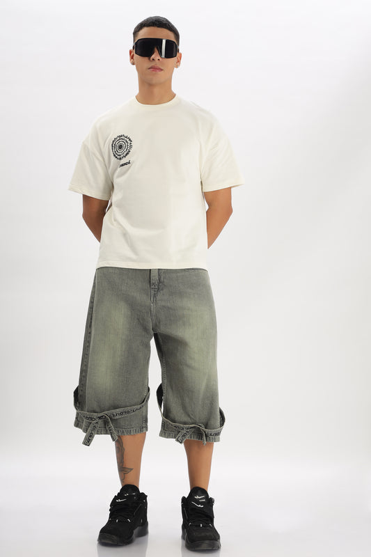 Oversized Boxy Fit Cropped Length EXPLOSION Tees (OFF-WHITE)