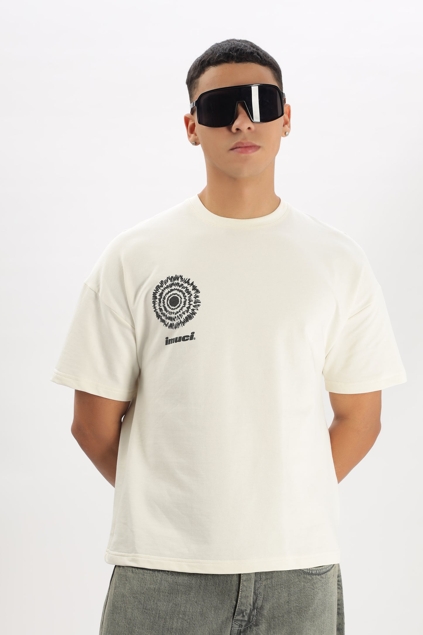 Oversized Boxy Fit Cropped Length EXPLOSION Tees (OFF-WHITE)
