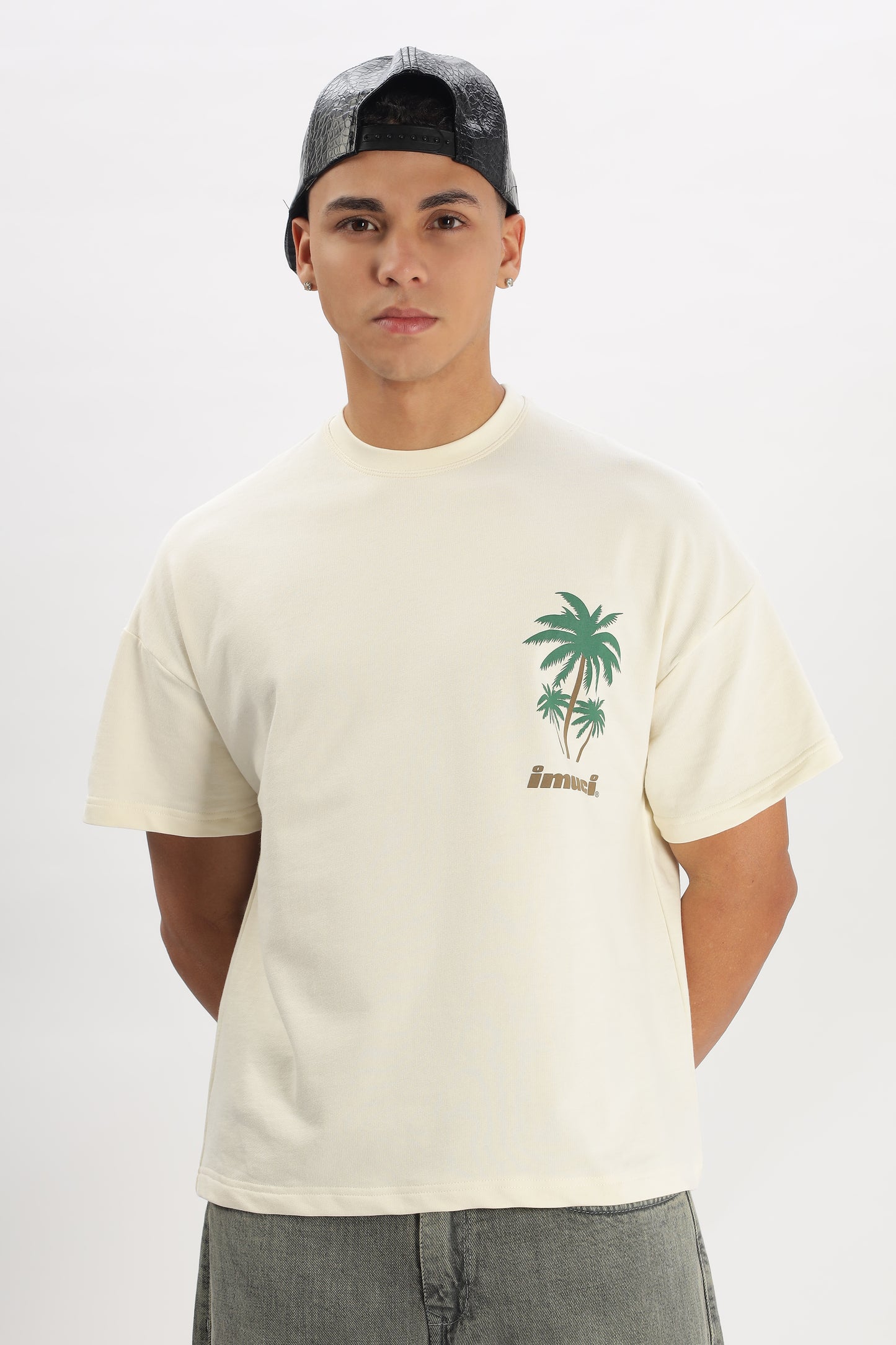 Oversized Boxy Fit Cropped Length PORSCHE ON VACATION Tees (OFF-WHITE)