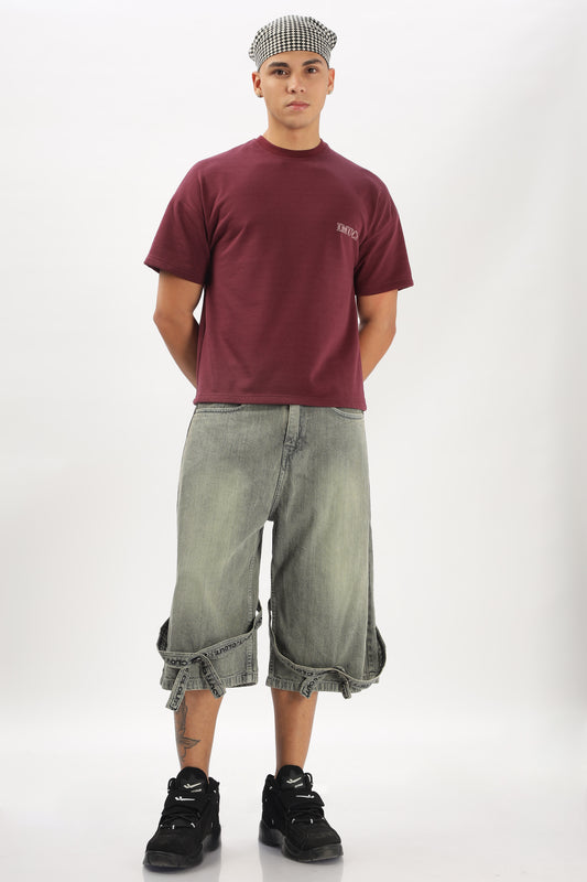 Oversized Boxy Fit Cropped Length GREEKGODDESS Tees (GRAPEWINE)