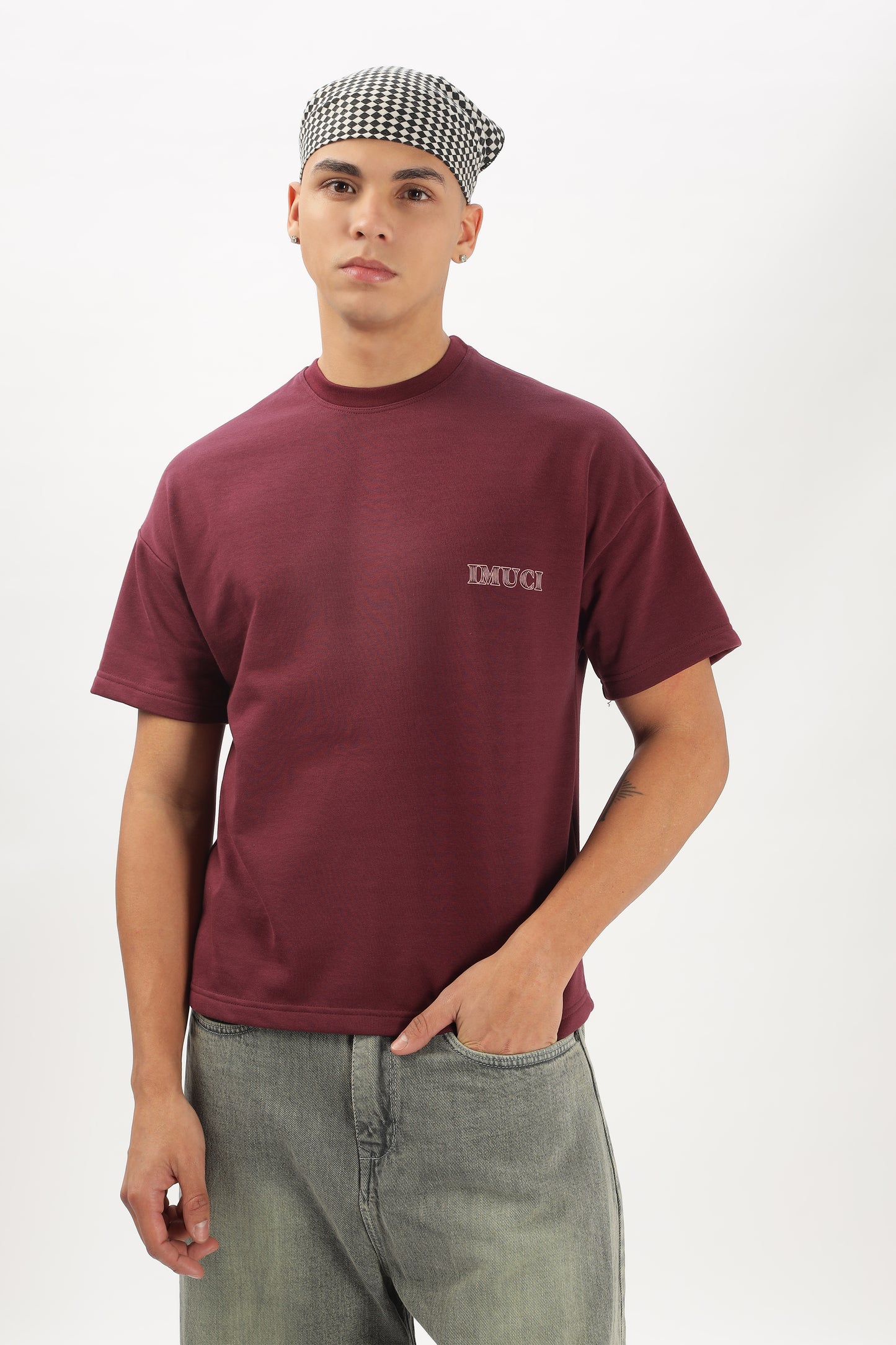 Oversized Boxy Fit Cropped Length GREEKGODDESS Tees (GRAPEWINE)
