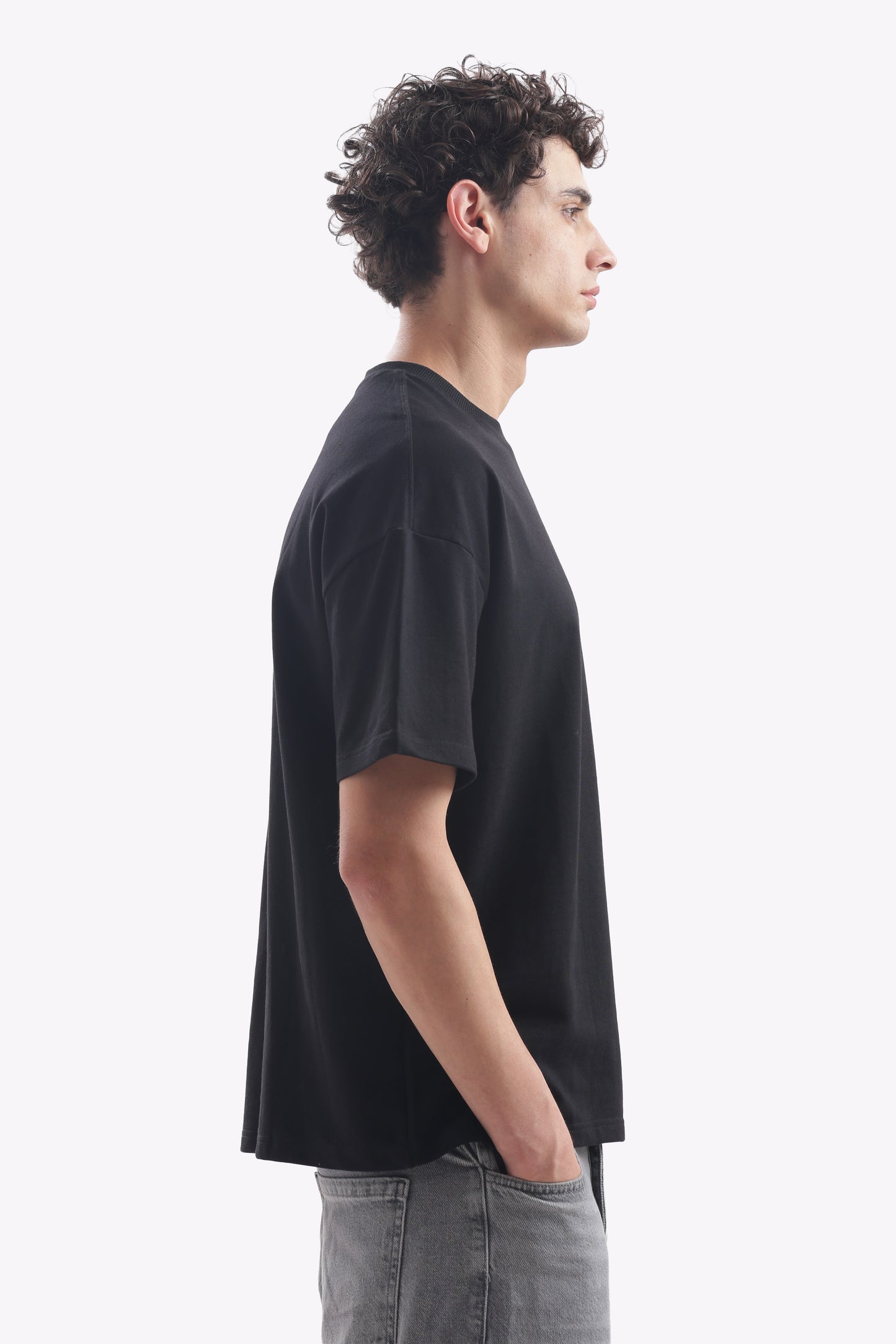 Oversized Boxy Fit Cropped T-Shirt (Carbon Black)