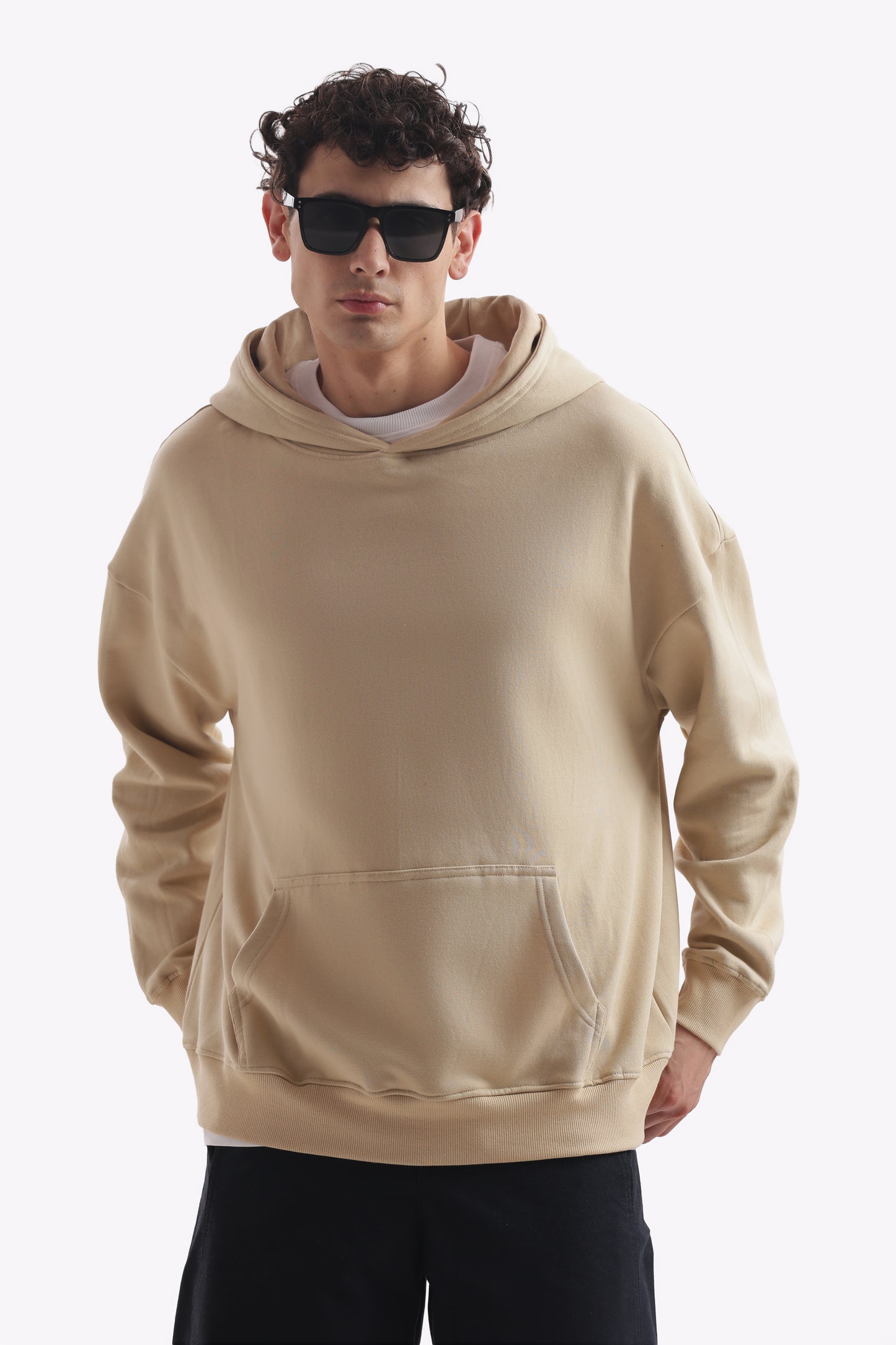 Heavyweight Oversized Baggy Hoodie – Boxy Fit (Sand Beige)