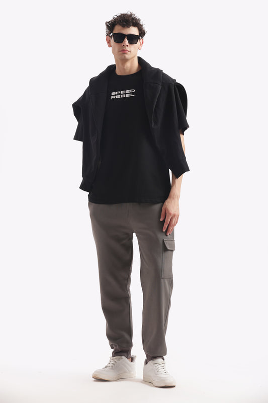 Regular Narrow Fit Heavy Weight Joggers (Smoke Gray)